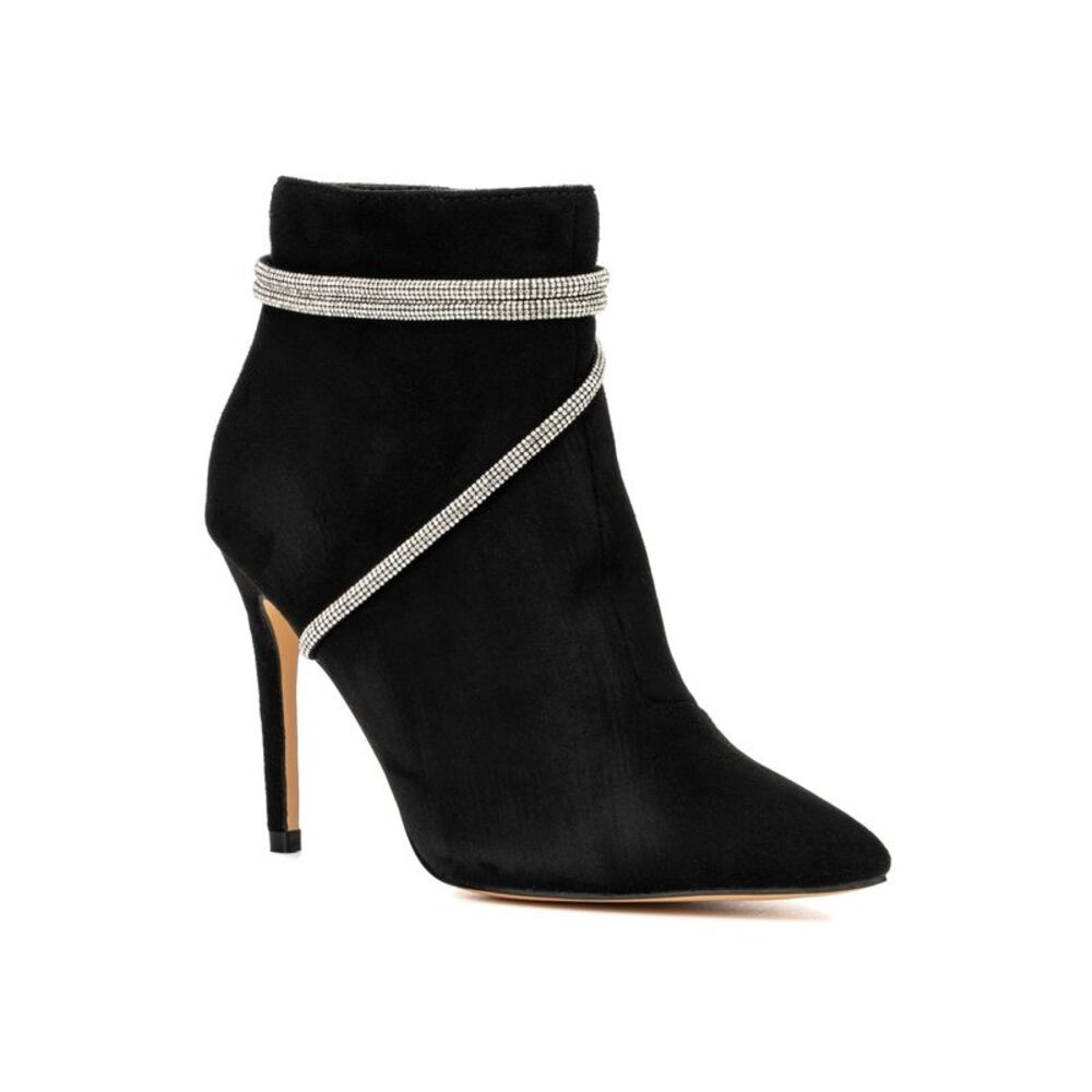 NEW YORK & CO Womens Black Ankle Bracelet Georgette Toe Stiletto Booties 11